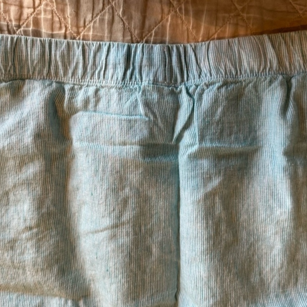 J.Jill Aqua/light blue & white Striped Love Linen Skirt-size-medium.Hole on side - Picture 8 of 13